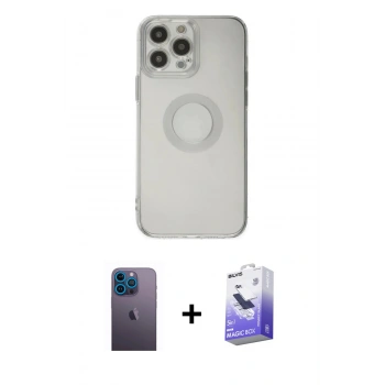 MARSİLYAN™- iPhone 13 Pro Max Kılıf Kutup Klasik - Siyah Bilvis 5in1 5D Magic Hayalet Cam Ekran Koruyucu + Neon Fosforlu Kamera Lens - MI