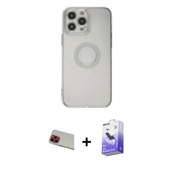 MARSİLYAN™- iPhone 13 Pro Max Kılıf Kutup Klasik - Siyah Bilvis 5in1 5D Magic Hayalet Cam Ekran Koruyucu + Rainbow Kamera Lens Koruma Cam - KI
