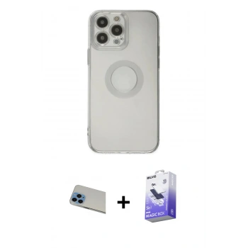 MARSİLYAN™- iPhone 13 Pro Max Kılıf Kutup Klasik - Siyah Bilvis 5in1 5D Magic Hayalet Cam Ekran Koruyucu + Rainbow Kamera Lens Koruma Cam - MI