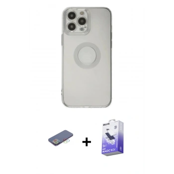 MARSİLYAN™- iPhone 13 Pro Max Kılıf Kutup Klasik - Siyah Bilvis 5in1 5D Magic Hayalet Cam Ekran Koruyucu + Renkli Kamera Lens Koruma Cam - MI