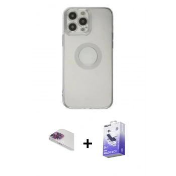 MARSİLYAN™- iPhone 13 Pro Max Kılıf Kutup Klasik - Siyah Bilvis 5in1 5D Magic Hayalet Cam Ekran Koruyucu + Pers Alüminyum Kamera Lens - GI