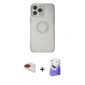 MARSİLYAN™- iPhone 13 Pro Max Kılıf Kutup Klasik - Siyah Bilvis 5in1 5D Magic Hayalet Cam Ekran Koruyucu + Pers Alüminyum Kamera Lens - KI