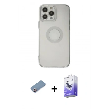 MARSİLYAN™- iPhone 13 Pro Max Kılıf Kutup Klasik - Siyah Bilvis 5in1 5D Magic Hayalet Cam Ekran Koruyucu + Shine Kamera Lens Koruma Cam - PE