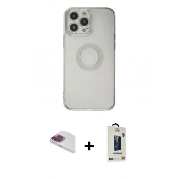 MARSİLYAN™- iPhone 13 Pro Max Kılıf Kutup Klasik - Siyah Bilvis Hayalet Cam Ekran Koruyucu + Pers Alüminyum Kamera Lens - GI