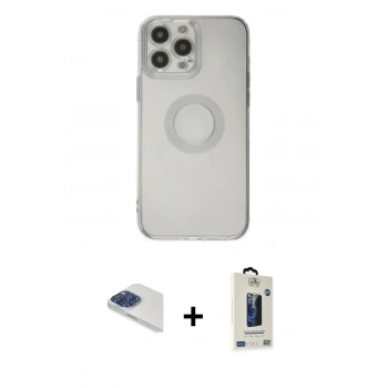 MARSİLYAN™- iPhone 13 Pro Max Kılıf Kutup Klasik - Siyah Bilvis Hayalet Cam Ekran Koruyucu + Pers Alüminyum Kamera Lens - LT
