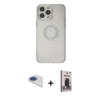 MARSİLYAN™- iPhone 13 Pro Max Kılıf Kutup Klasik - Siyah Bilvis Hayalet Cam Ekran Koruyucu + Pers Alüminyum Kamera Lens - LT