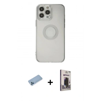 MARSİLYAN™- iPhone 13 Pro Max Kılıf Kutup Klasik - Siyah Bilvis Hayalet Cam Ekran Koruyucu + Shine Kamera Lens Koruma Cam - MI