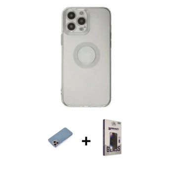 MARSİLYAN™- iPhone 13 Pro Max Kılıf Kutup Klasik - Siyah Bilvis Hayalet Cam Ekran Koruyucu + Shine Kamera Lens Koruma Cam - PE
