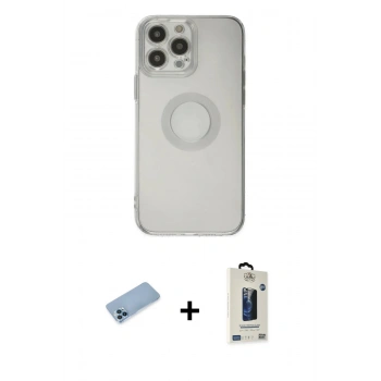 MARSİLYAN™- iPhone 13 Pro Max Kılıf Kutup Klasik - Siyah Bilvis Hayalet Cam Ekran Koruyucu + Shine Kamera Lens Koruma Cam - MI