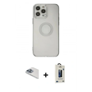 MARSİLYAN™- iPhone 13 Pro Max Kılıf Kutup Klasik - Siyah Bilvis Hayalet Cam Ekran Koruyucu + Pers Alüminyum Kamera Lens - SABE