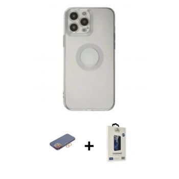 MARSİLYAN™- iPhone 13 Pro Max Kılıf Kutup Klasik - Siyah Bilvis Hayalet Cam Ekran Koruyucu + Renkli Kamera Lens Koruma Cam - TU