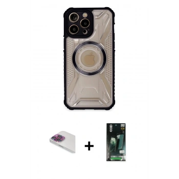 MARSİLYAN™- iPhone 13 Pro Max Kılıf Kutup Modern - Şeffaf 360 Full Body Arka Koruyucu + Pers Alüminyum Kamera Lens - GI