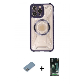 MARSİLYAN™- iPhone 13 Pro Max Kılıf Kutup Modern - Şeffaf 360 Full Body Arka Koruyucu + Shine Kamera Lens Koruma Cam - GI