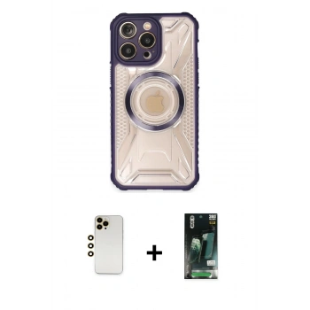 MARSİLYAN™- iPhone 13 Pro Max Kılıf Kutup Modern - Şeffaf 360 Full Body Arka Koruyucu + Shine Kamera Lens - GD