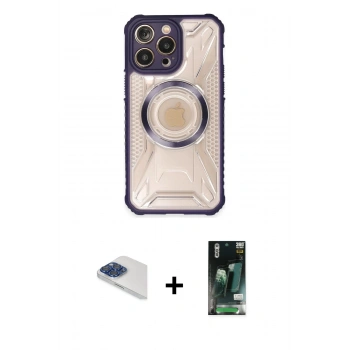 MARSİLYAN™- iPhone 13 Pro Max Kılıf Kutup Modern - Şeffaf 360 Full Body Arka Koruyucu + Pers Alüminyum Kamera Lens - LT