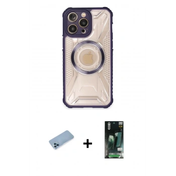 MARSİLYAN™- iPhone 13 Pro Max Kılıf Kutup Modern - Şeffaf 360 Full Body Arka Koruyucu + Shine Kamera Lens Koruma Cam - MI