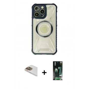 MARSİLYAN™- iPhone 13 Pro Max Kılıf Kutup Modern - Şeffaf 360 Full Body Arka Koruyucu + Pers Alüminyum Kamera Lens - GD