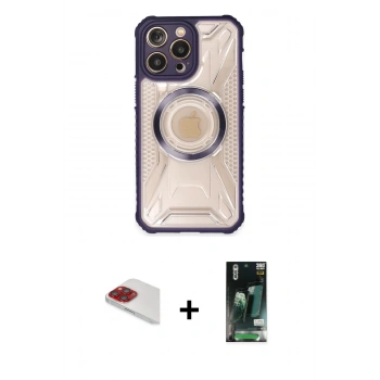 MARSİLYAN™- iPhone 13 Pro Max Kılıf Kutup Modern - Şeffaf 360 Full Body Arka Koruyucu + Pers Alüminyum Kamera Lens - KI