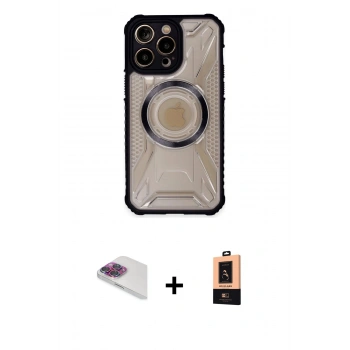 MARSİLYAN™- iPhone 13 Pro Max Kılıf Kutup Modern - Şeffaf Maxco Cam Ekran Koruyucu + Pers Alüminyum Kamera Lens - GI