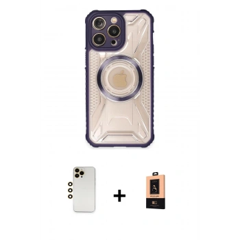 MARSİLYAN™- iPhone 13 Pro Max Kılıf Kutup Modern - Şeffaf Maxco Cam Ekran Koruyucu + Shine Kamera Lens - GD