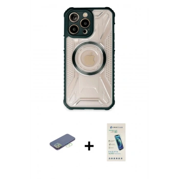 MARSİLYAN™- iPhone 13 Pro Max Kılıf Kutup Modern - Şeffaf Pasifik Cam Ekran Koruyucu + Renkli Kamera Lens Koruma Cam - YL