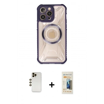 MARSİLYAN™- iPhone 13 Pro Max Kılıf Kutup Modern - Siyah 6D Mat Seramik Hayalet Nano Ekran Koruyucu + Shine Kamera Lens - GD