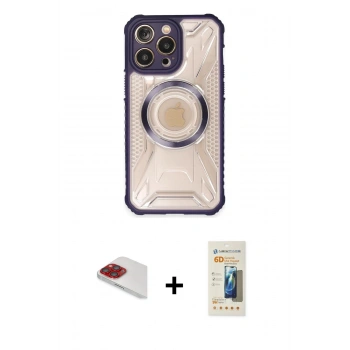MARSİLYAN™- iPhone 13 Pro Max Kılıf Kutup Modern - Siyah 6D Mat Seramik Hayalet Nano Ekran Koruyucu + Pers Alüminyum Kamera Lens - KI