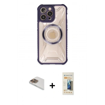 MARSİLYAN™- iPhone 13 Pro Max Kılıf Kutup Modern - Siyah 6D Mat Seramik Hayalet Nano Ekran Koruyucu + Pers Alüminyum Kamera Lens - GD