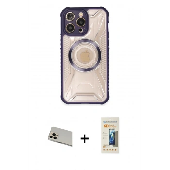 MARSİLYAN™- iPhone 13 Pro Max Kılıf Kutup Modern - Siyah 6D Mat Seramik Hayalet Nano Ekran Koruyucu + Rainbow Kamera Lens Koruma Cam - REGD