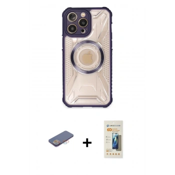 MARSİLYAN™- iPhone 13 Pro Max Kılıf Kutup Modern - Siyah 6D Mat Seramik Hayalet Nano Ekran Koruyucu + Renkli Kamera Lens Koruma Cam - PE