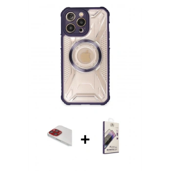 MARSİLYAN™- iPhone 13 Pro Max Kılıf Kutup Modern - Siyah Bilvis 3D Mat Cam Ekran Koruyucu + Pers Alüminyum Kamera Lens - KI