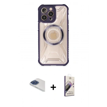 MARSİLYAN™- iPhone 13 Pro Max Kılıf Kutup Modern - Siyah Bilvis 3D Mat Cam Ekran Koruyucu + Pers Alüminyum Kamera Lens - LT