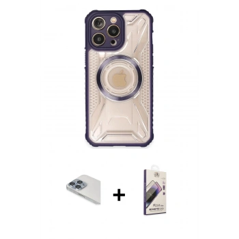 MARSİLYAN™- iPhone 13 Pro Max Kılıf Kutup Modern - Siyah Bilvis 3D Mat Cam Ekran Koruyucu + Pers Alüminyum Kamera Lens - SABE