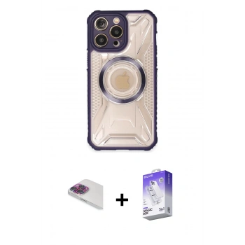 MARSİLYAN™- iPhone 13 Pro Max Kılıf Kutup Modern - Siyah Bilvis 5in1 3D Magic Cam Ekran Koruyucu + Pers Alüminyum Kamera Lens - GI