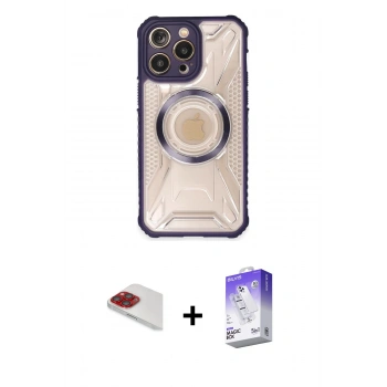 MARSİLYAN™- iPhone 13 Pro Max Kılıf Kutup Modern - Siyah Bilvis 5in1 3D Magic Cam Ekran Koruyucu + Pers Alüminyum Kamera Lens - KI