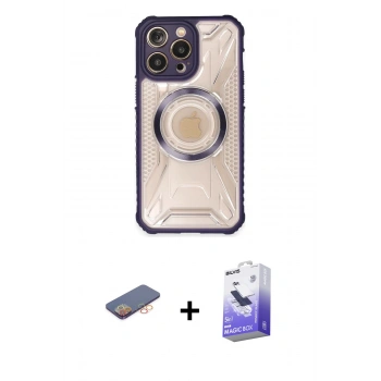 MARSİLYAN™- iPhone 13 Pro Max Kılıf Kutup Modern - Siyah Bilvis 5in1 5D Magic Hayalet Cam Ekran Koruyucu + Renkli Kamera Lens Koruma Cam - TU
