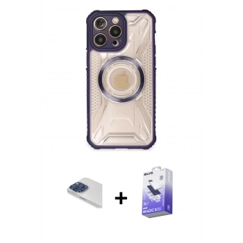 MARSİLYAN™- iPhone 13 Pro Max Kılıf Kutup Modern - Siyah Bilvis 5in1 5D Magic Hayalet Cam Ekran Koruyucu + Pers Alüminyum Kamera Lens - LT