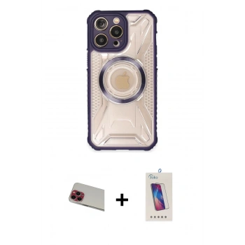 MARSİLYAN™- iPhone 13 Pro Max Kılıf Kutup Modern - Siyah Joko 5D Cam + Rainbow Kamera Lens Koruma Cam - KI