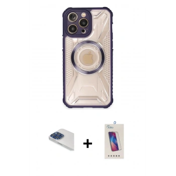 MARSİLYAN™- iPhone 13 Pro Max Kılıf Kutup Modern - Siyah Joko 5D Cam + Pers Alüminyum Kamera Lens - LT