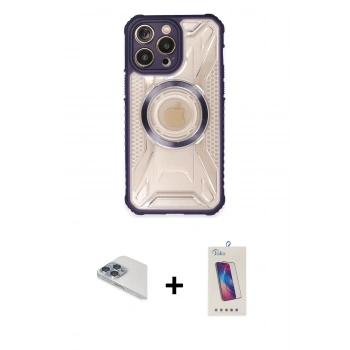 MARSİLYAN™- iPhone 13 Pro Max Kılıf Kutup Modern - Siyah Joko 5D Cam + Pers Alüminyum Kamera Lens - SABE
