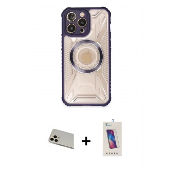 MARSİLYAN™- iPhone 13 Pro Max Kılıf Kutup Modern - Siyah Joko 5D Cam + Rainbow Kamera Lens Koruma Cam - REGD