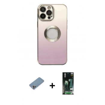 MARSİLYAN™- iPhone 13 Pro Max Kılıf Kutup Yansıma Özel Seri - Şeffaf 360 Full Body Arka Koruyucu + Shine Kamera Lens Koruma Cam - GI