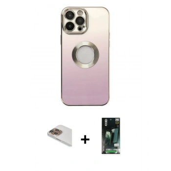 MARSİLYAN™- iPhone 13 Pro Max Kılıf Kutup Yansıma Özel Seri - Şeffaf 360 Full Body Arka Koruyucu + Pers Alüminyum Kamera Lens - GD