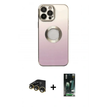 MARSİLYAN™- iPhone 13 Pro Max Kılıf Kutup Yansıma Özel Seri - Şeffaf 360 Full Body Arka Koruyucu + Raze Metal Kamera Lens - GD