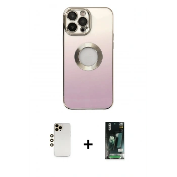 MARSİLYAN™- iPhone 13 Pro Max Kılıf Kutup Yansıma Özel Seri - Şeffaf 360 Full Body Arka Koruyucu + Shine Kamera Lens - GD