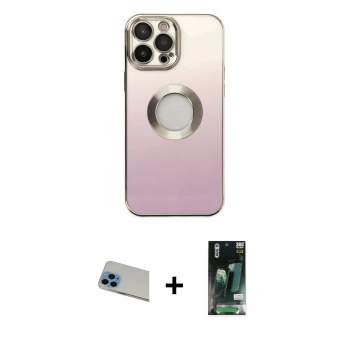 MARSİLYAN™- iPhone 13 Pro Max Kılıf Kutup Yansıma Özel Seri - Şeffaf 360 Full Body Arka Koruyucu + Rainbow Kamera Lens Koruma Cam - MI