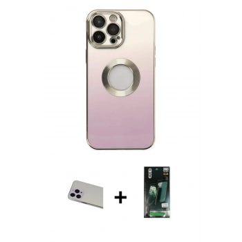 MARSİLYAN™- iPhone 13 Pro Max Kılıf Kutup Yansıma Özel Seri - Şeffaf 360 Full Body Arka Koruyucu + Rainbow Kamera Lens Koruma Cam - MR