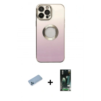 MARSİLYAN™- iPhone 13 Pro Max Kılıf Kutup Yansıma Özel Seri - Şeffaf 360 Full Body Arka Koruyucu + Shine Kamera Lens Koruma Cam - MI