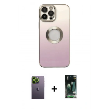 MARSİLYAN™- iPhone 13 Pro Max Kılıf Kutup Yansıma Özel Seri - Şeffaf 360 Full Body Arka Koruyucu + Neon Fosforlu Kamera Lens - YL