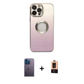 MARSİLYAN™- iPhone 13 Pro Max Kılıf Kutup Yansıma Özel Seri - Şeffaf Maxco Cam Ekran Koruyucu + Neon Fosforlu Kamera Lens - MI